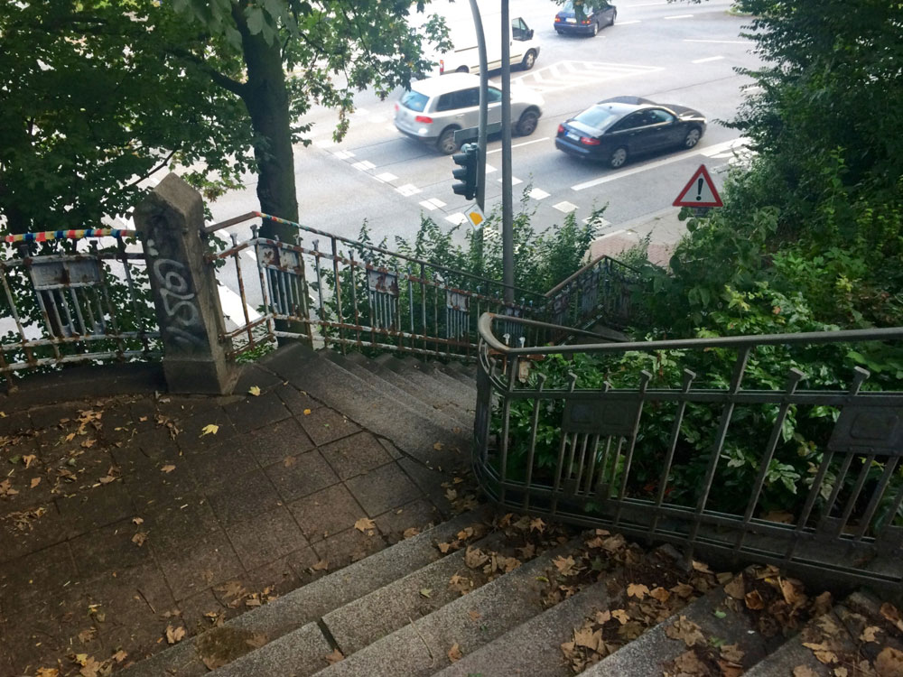 The stairs from the upper Borgfelde in the lower Borgfelde